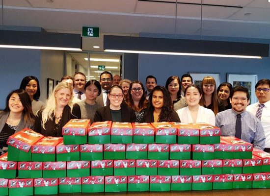 Hogg, Shain & Scheck shoebox packing party 2018 for Operation Christmas Child