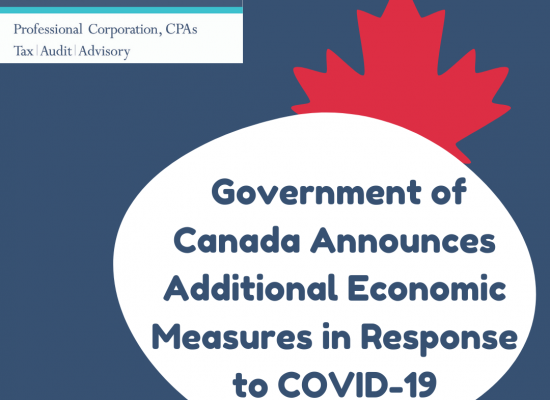 Government of Canada Announces Additional Economic Measures in Response to COVID-19