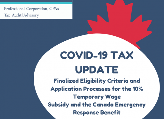 Finalized Eligibility Criteria and Application Processes for the 10% Temporary Wage Subsidy and the Canada Emergency Response Benefit
